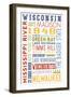 Wisconsin - Typography-Lantern Press-Framed Premium Giclee Print