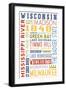 Wisconsin - Typography-Lantern Press-Framed Premium Giclee Print