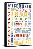 Wisconsin - Typography-Lantern Press-Framed Stretched Canvas