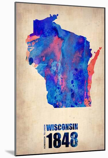 Wisconsin Watercolor Map-NaxArt-Mounted Poster