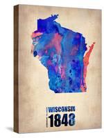 Wisconsin Watercolor Map-NaxArt-Stretched Canvas