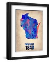 Wisconsin Watercolor Map-NaxArt-Framed Art Print