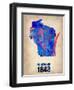 Wisconsin Watercolor Map-NaxArt-Framed Art Print