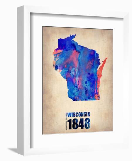 Wisconsin Watercolor Map-NaxArt-Framed Art Print