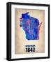 Wisconsin Watercolor Map-NaxArt-Framed Art Print