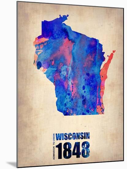 Wisconsin Watercolor Map-NaxArt-Mounted Art Print