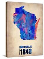 Wisconsin Watercolor Map-NaxArt-Stretched Canvas