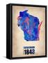 Wisconsin Watercolor Map-NaxArt-Framed Stretched Canvas
