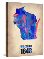 Wisconsin Watercolor Map-NaxArt-Stretched Canvas