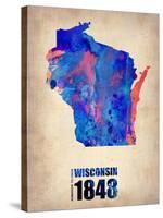 Wisconsin Watercolor Map-NaxArt-Stretched Canvas