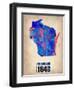 Wisconsin Watercolor Map-NaxArt-Framed Art Print