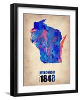 Wisconsin Watercolor Map-NaxArt-Framed Art Print