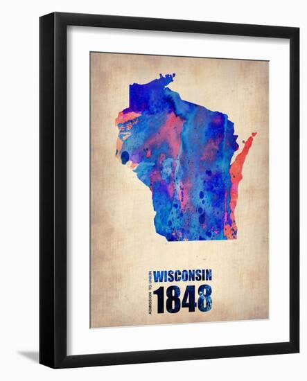 Wisconsin Watercolor Map-NaxArt-Framed Art Print