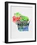 Wisconsin Watercolor Word Cloud-NaxArt-Framed Art Print