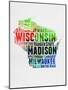 Wisconsin Watercolor Word Cloud-NaxArt-Mounted Art Print