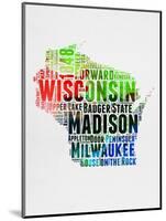 Wisconsin Watercolor Word Cloud-NaxArt-Mounted Art Print