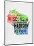 Wisconsin Watercolor Word Cloud-NaxArt-Mounted Art Print