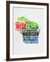 Wisconsin Watercolor Word Cloud-NaxArt-Framed Art Print