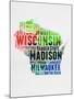 Wisconsin Watercolor Word Cloud-NaxArt-Mounted Art Print