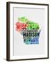 Wisconsin Watercolor Word Cloud-NaxArt-Framed Art Print