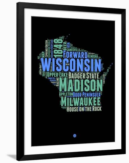 Wisconsin Word Cloud 1-NaxArt-Framed Art Print