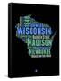 Wisconsin Word Cloud 1-NaxArt-Framed Stretched Canvas