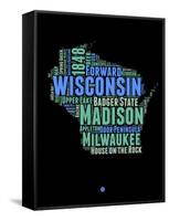 Wisconsin Word Cloud 1-NaxArt-Framed Stretched Canvas