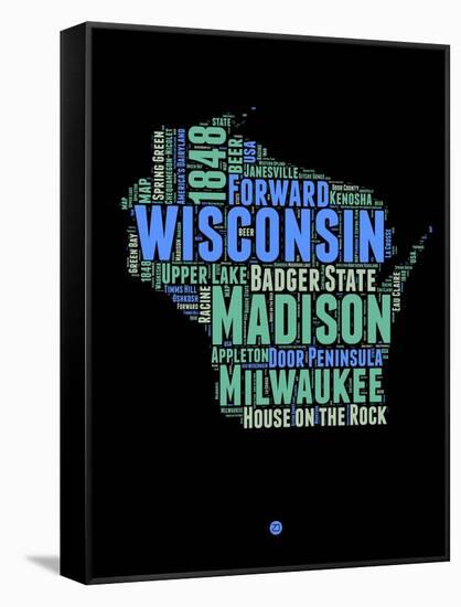 Wisconsin Word Cloud 1-NaxArt-Framed Stretched Canvas