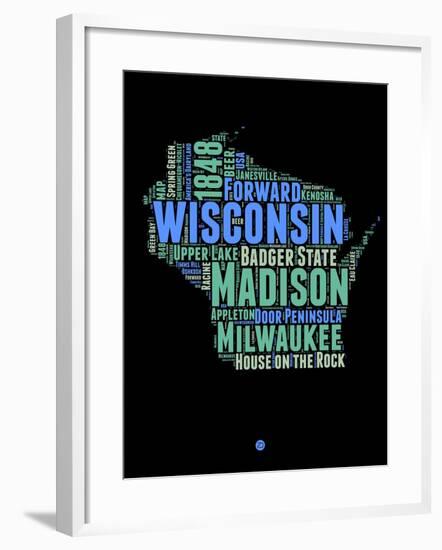 Wisconsin Word Cloud 1-NaxArt-Framed Art Print
