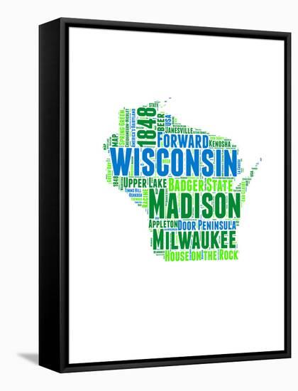 Wisconsin Word Cloud Map-NaxArt-Framed Stretched Canvas