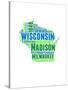 Wisconsin Word Cloud Map-NaxArt-Stretched Canvas