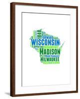 Wisconsin Word Cloud Map-NaxArt-Framed Art Print