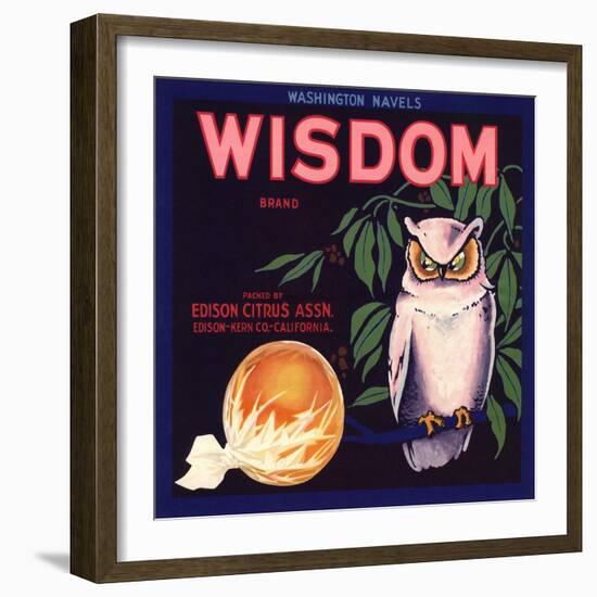 Wisdom Brand - Edison, California - Citrus Crate Label-Lantern Press-Framed Art Print