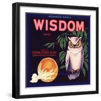 Wisdom Brand - Edison, California - Citrus Crate Label-Lantern Press-Framed Art Print