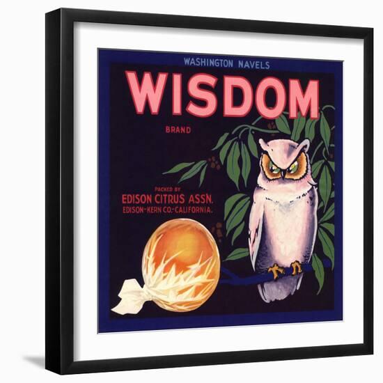 Wisdom Brand - Edison, California - Citrus Crate Label-Lantern Press-Framed Art Print