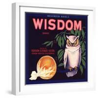 Wisdom Brand - Edison, California - Citrus Crate Label-Lantern Press-Framed Art Print