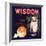 Wisdom Brand - Edison, California - Citrus Crate Label-Lantern Press-Framed Art Print