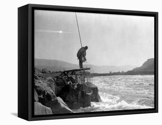 Wishham Fishing Platform-Edward S. Curtis-Framed Stretched Canvas