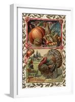 Wishing You a Happy Thanksgiving - Turkey and Produce No. 2-Lantern Press-Framed Art Print