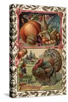Wishing You a Happy Thanksgiving - Turkey and Produce No. 2-Lantern Press-Stretched Canvas