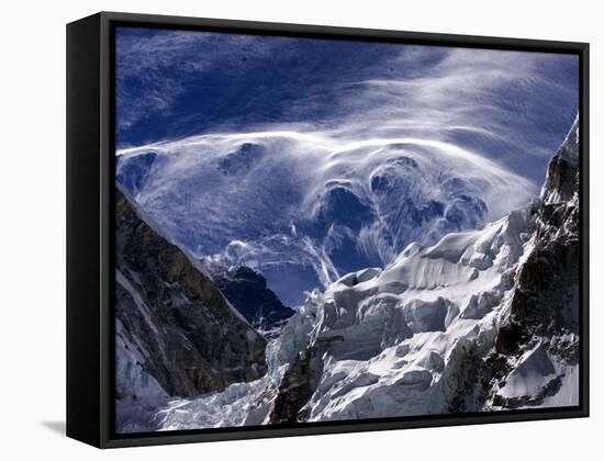 Wispy Clouds Form Near the Peaks Surrounding Mount Everest-null-Framed Stretched Canvas