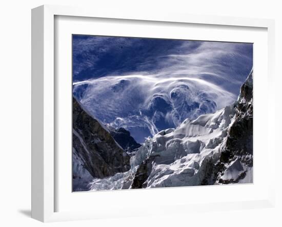 Wispy Clouds Form Near the Peaks Surrounding Mount Everest-null-Framed Premium Photographic Print