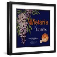 Wistaria Brand - La Verne, California - Citrus Crate Label-Lantern Press-Framed Art Print