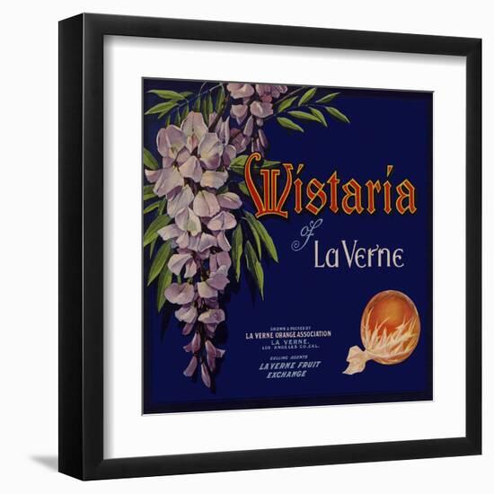 Wistaria Brand - La Verne, California - Citrus Crate Label-Lantern Press-Framed Art Print