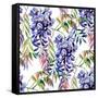 Wisteria Flower Watercolor-tanycya-Framed Stretched Canvas