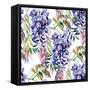 Wisteria Flower Watercolor-tanycya-Framed Stretched Canvas