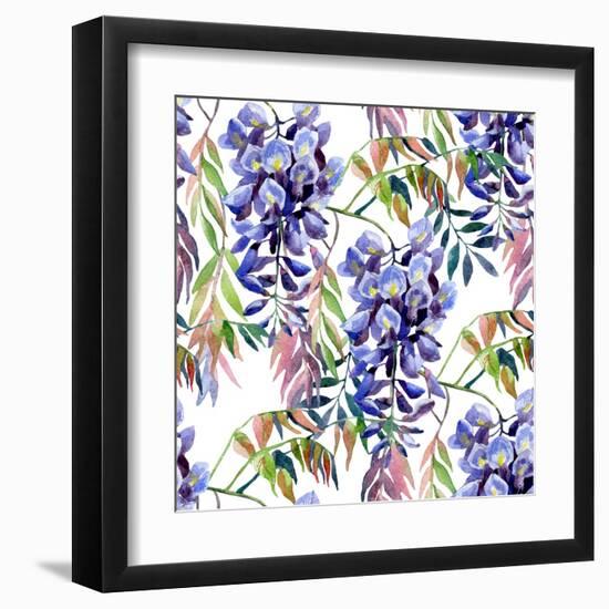 Wisteria Flower Watercolor-tanycya-Framed Art Print