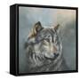 Wistful Wolf-Dina Perejogina-Framed Stretched Canvas