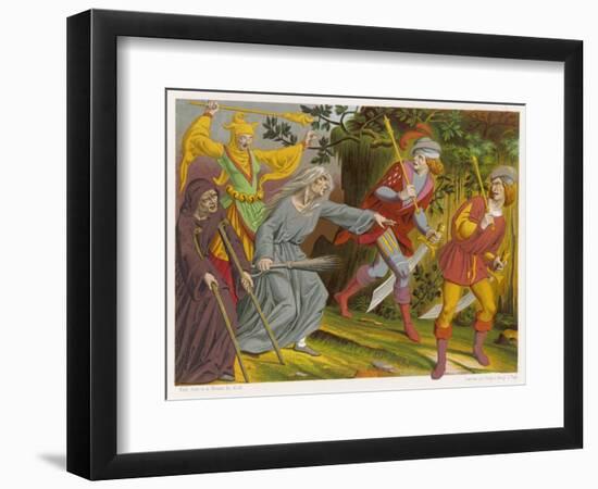 Witch Accompanied by a Beggar and a Fool Curses Two Sergeants-At-Arms Who Slink Away Terrified-null-Framed Art Print