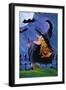 Witch and Bats Halloween Moon-sylvia pimental-Framed Art Print